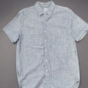 Mens J-Crew Chambray Short Sleeve Button Up Medium